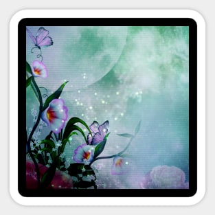 Flowers in the moonlight Sticker